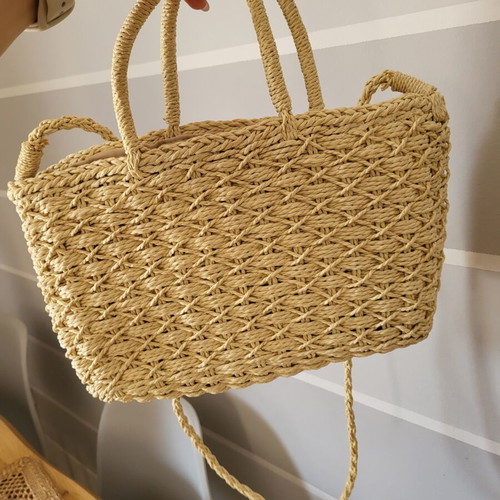 Straw handbag new, beige, 30cmx20cm