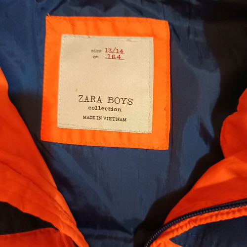 Zara kids hooded vest jacket new, size 164 cm, blue and orange