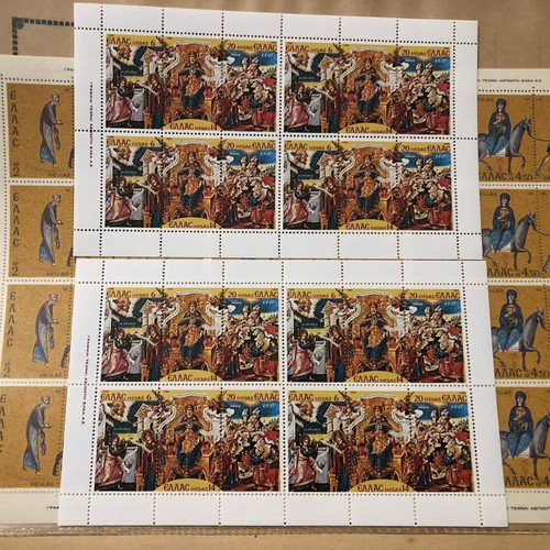 Christmas Stamp Sheets 1974 and 1980, 32 Rows, Like New
