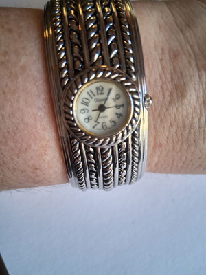 Geneva Vintage Wristwatch Cuff Silver Like New