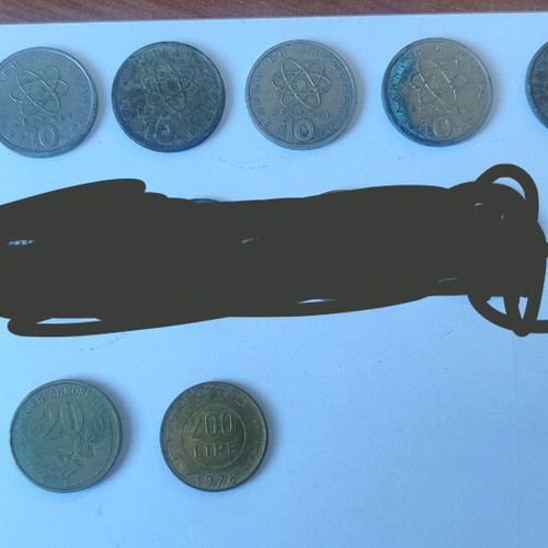 Old coins used, pack of 55 from various countries