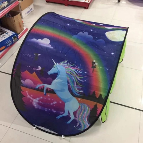 Pop-up tent tunnel for single children's beds with unicorn design, new