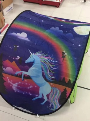 Pop-up tent tunnel for single children's beds with unicorn design, new