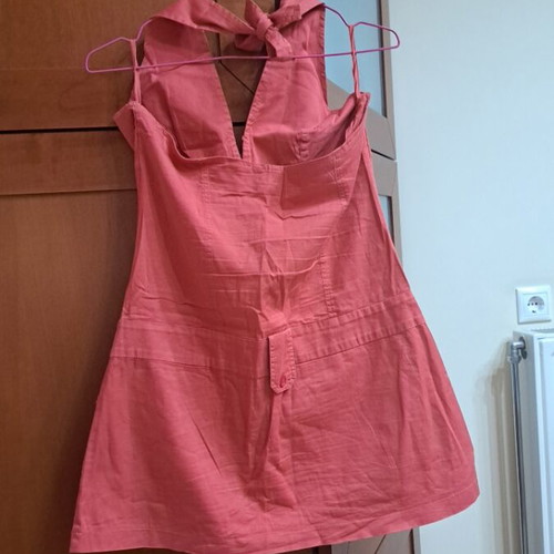Summer coral dress used, size L, with pockets