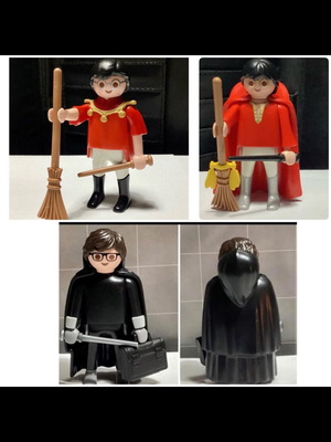Playmobil 3 custom figures like new, Harry Potter Quidditch Champions and student