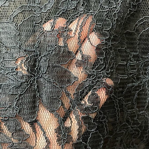 Black vintage long lace jacket used, size M