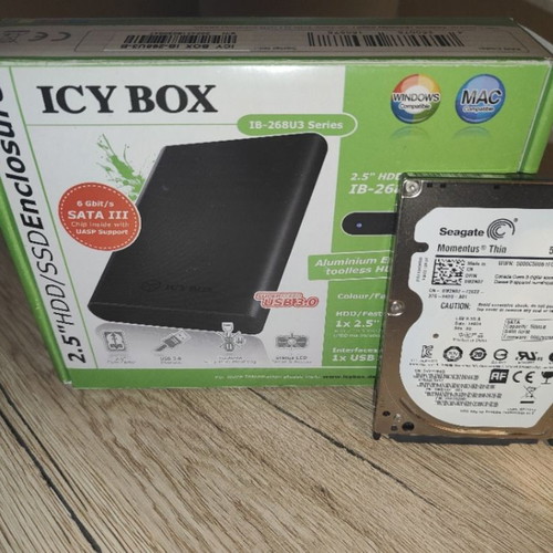 Seagate 2.5" 500GB HDD with Icybox USB 3.0 enclosure like new