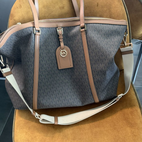 Michael Kors MK Signature Large Tote Travel Bag, brown