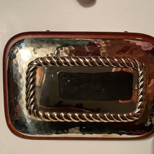 Vintage Italian Wooden Box F.C.A. Firenze like new with silver top