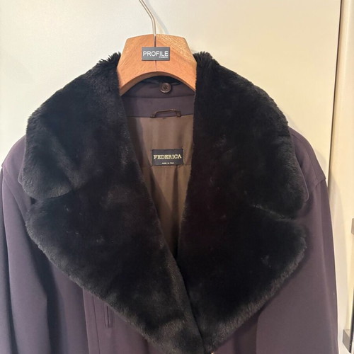 Federica jacket used with lining and fur collar, size L