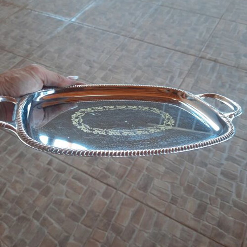 Small stainless steel tray like new with decorative design