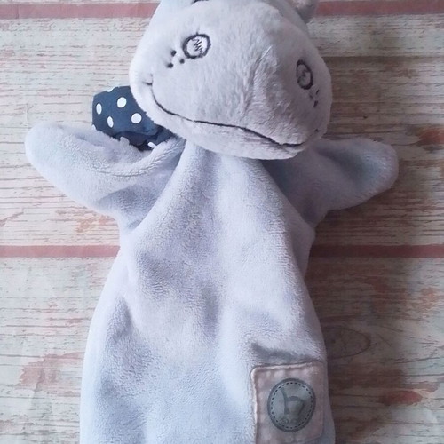 Plush puppet glove hippopotamus used (TCM)