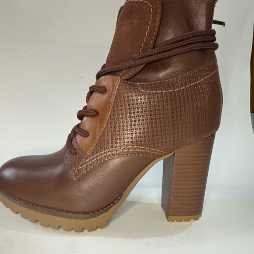 Leather ankle boots brown like new with suede details