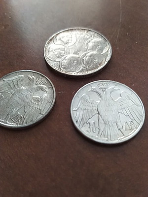 3 Greek coins 30 drachma