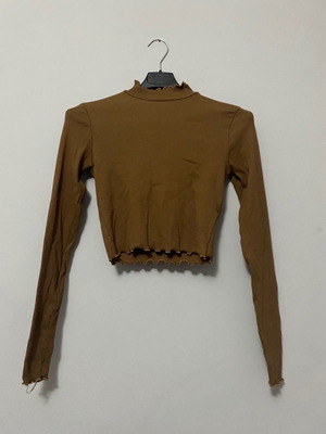 Crop top μπλούζα καφέ καινούργια, μέγεθος S