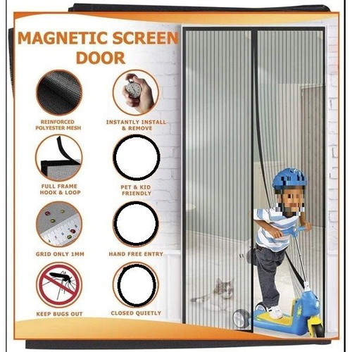 Magnetic door screen 95 x 205 cm black, mosquito protection