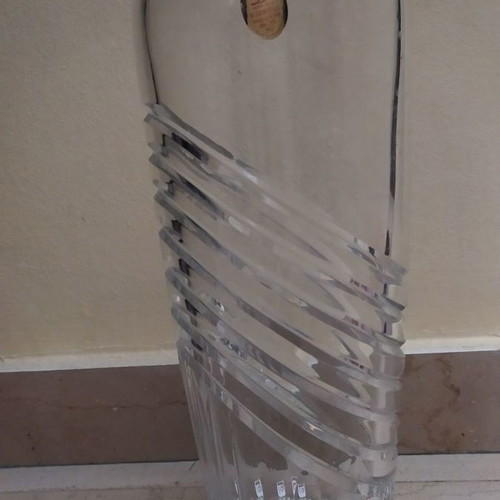 Decorative crystal vase used with small chip on rim