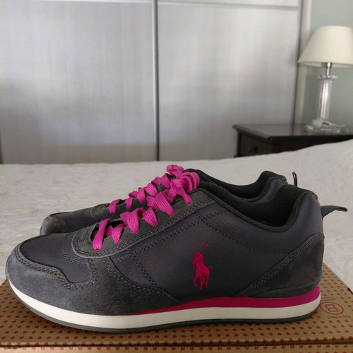 Leather women's Ralph Lauren sneakers like new, gray and pink