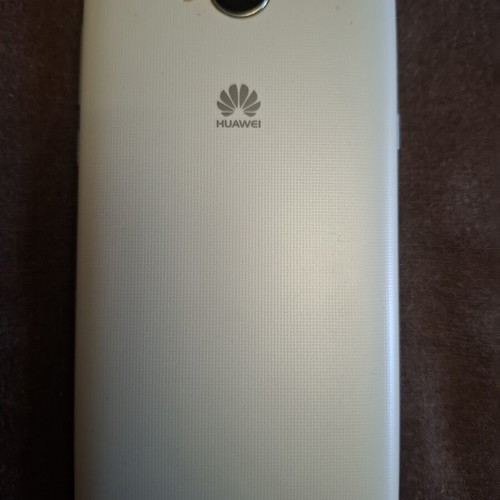 Huawei mobile phone used, white, with headphones and charger