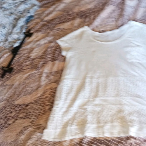Cotton blouse white with guipure fabric used, size XL