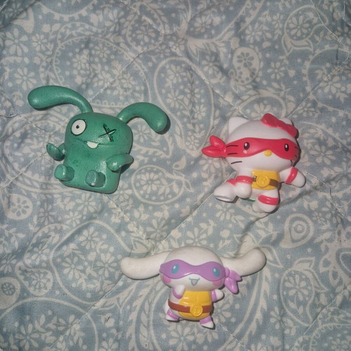 UglyDolls Ox figure and Sanrio x Teenage Mutant Ninja Turtles figures