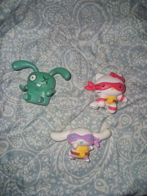 UglyDolls Ox figure and Sanrio x Teenage Mutant Ninja Turtles figures