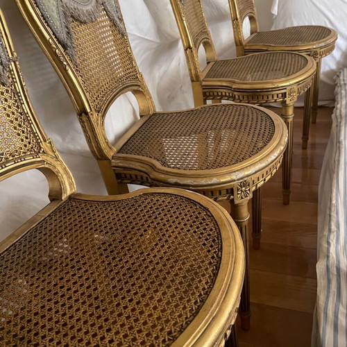 Set of 4 Louis XVI chairs used, antiques over 100 years old