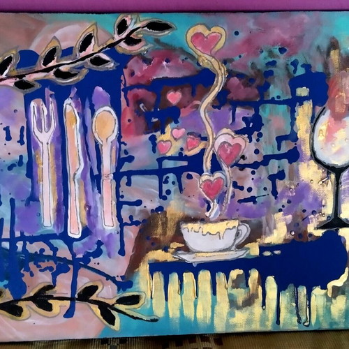 Canvas painting new, stretched with acrylics 45×35