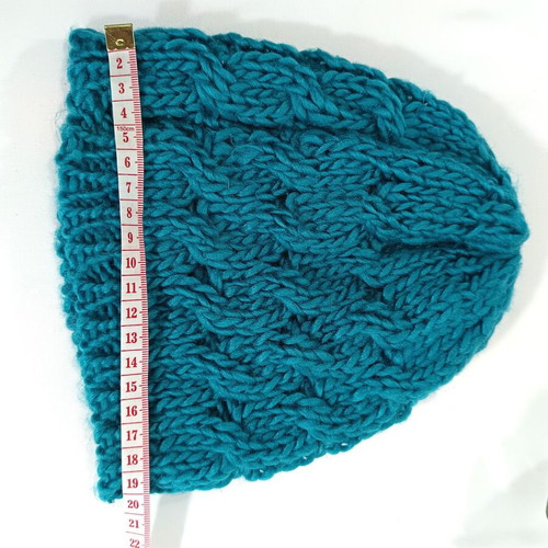 Knitted turquoise beanie like new, one size
