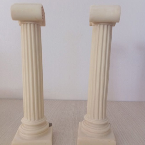 Alabaster handmade Greek-style columns, set of two, like new