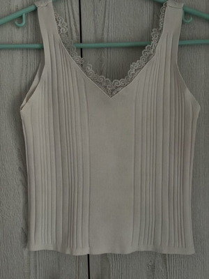 Summer blouse with lace used, white, size S