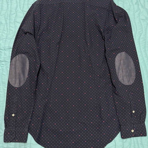 ZARA Man Navy Polka Dot Slim Fit Shirt Large like new
