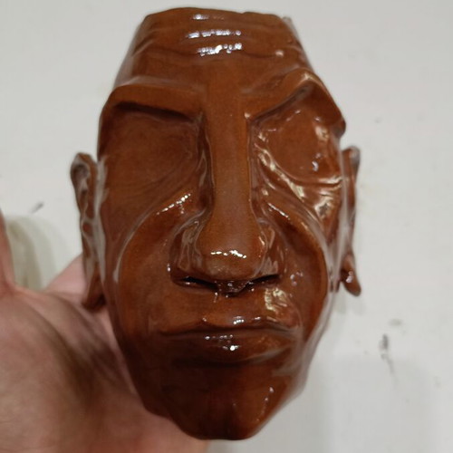 Handmade carved glazed clay cocktail glass