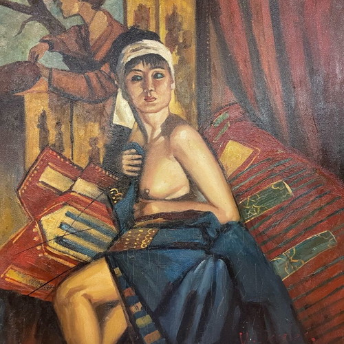Oil painting used by W. Douglas with carved frame
