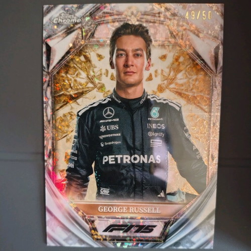 Topps Chrome F1 George Russell Diamond 75th Anniversary Gold Card