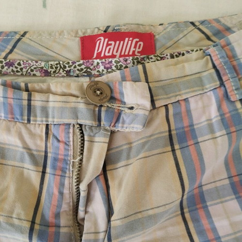 Playlife shorts used, size Medium, beige multicolor