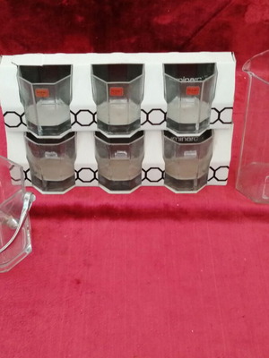 Σετ ποτήρια ουίσκι οκταγωνικά 6 τεμάχια 300ml με παγοθήκη και μεγάλη κανάτα νερού Γαλλίας καινούργια