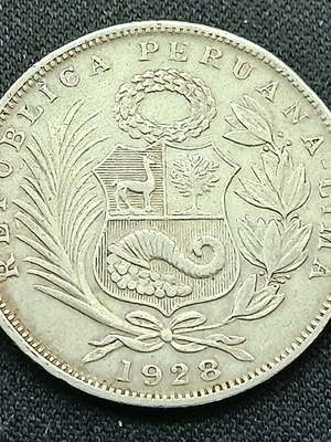 Перу 1/2 Сол 1928 Сребърна Монета