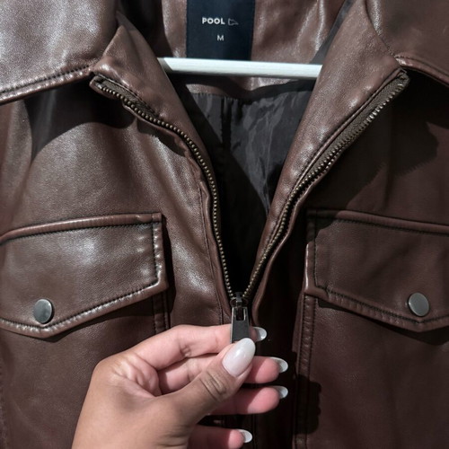 Brown leather jacket used, size M