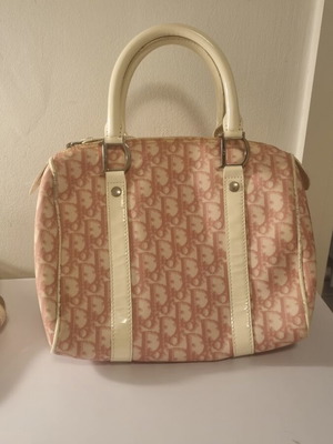 Dior τσάντα χειρός Trotter μεταχειρισμένη, άσπρη και ροζ