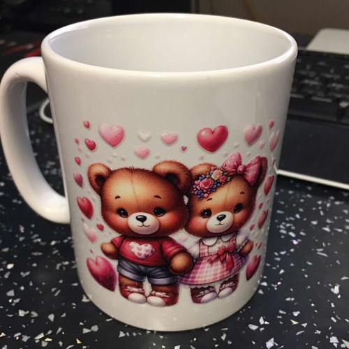 Mug with teddy bear design new, set of 2 pieces