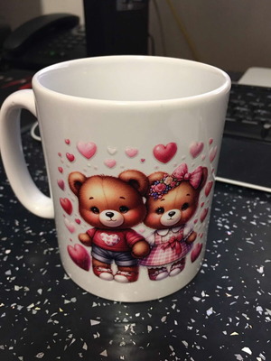 Mug with teddy bear design new, set of 2 pieces