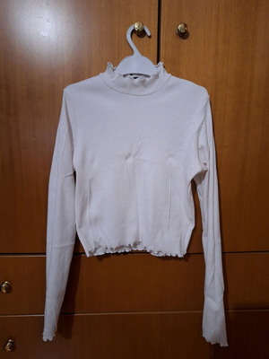 Rib Cotton Blouse Pull & Bear like new, white, size L