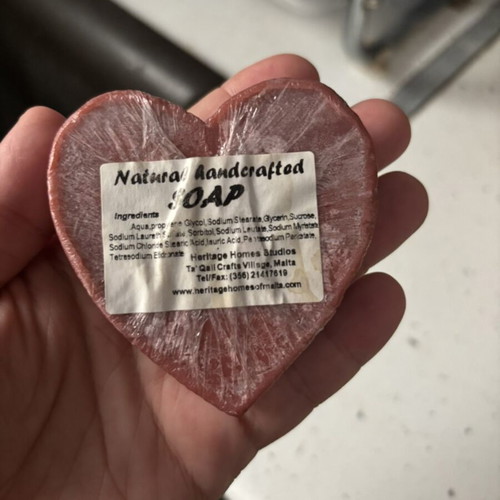 Handmade Natural Heart Soap with Letter B sealed from Malta