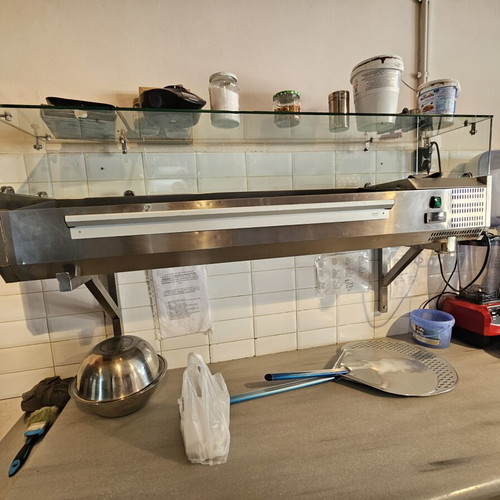 Inox professional fridge with two doors and marble top like new