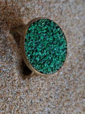 Пръстен с малахит нов, ръчно изработен бронзов
