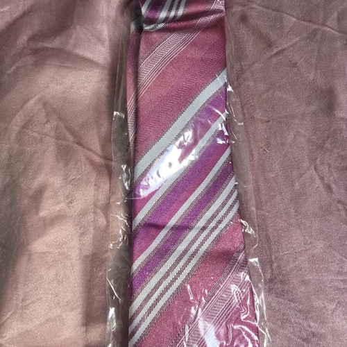 Beretta silk tie new, pink and purple striped