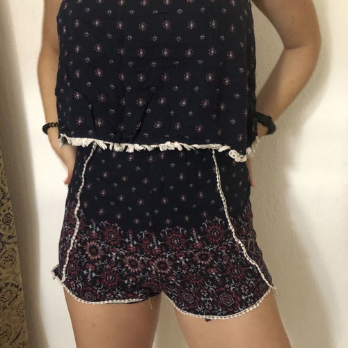 Bershka floral strapless romper like new, size S