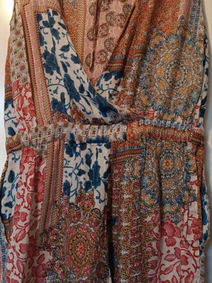 Zara Boho Jumpsuit Shorts XS Like New, Colorful Viscose