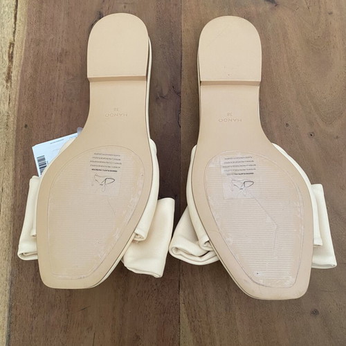 Mango flat mules with bow, size 38, new, beige